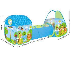 RS Kinderen Plastic Sport Speelgoed Speelhuis Opvouwbaar Draagbaar <span class=keywords><strong>Pop-up</strong></span> Drie-in-één Binnen Buiten Kruip Huis Tunnel 70cm - Product Image 2
