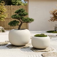 Ensemble de jardinières GRC faites à la main, forme sphérique, texture sable blanchâtre, résistantes aux intempéries, pour la décoration de jardin, villa, hôtel