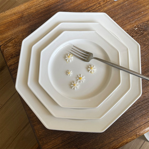 Solhui – assiettes en céramique octogonales blanches pour Restaurant, vente en gros - Product Image 2