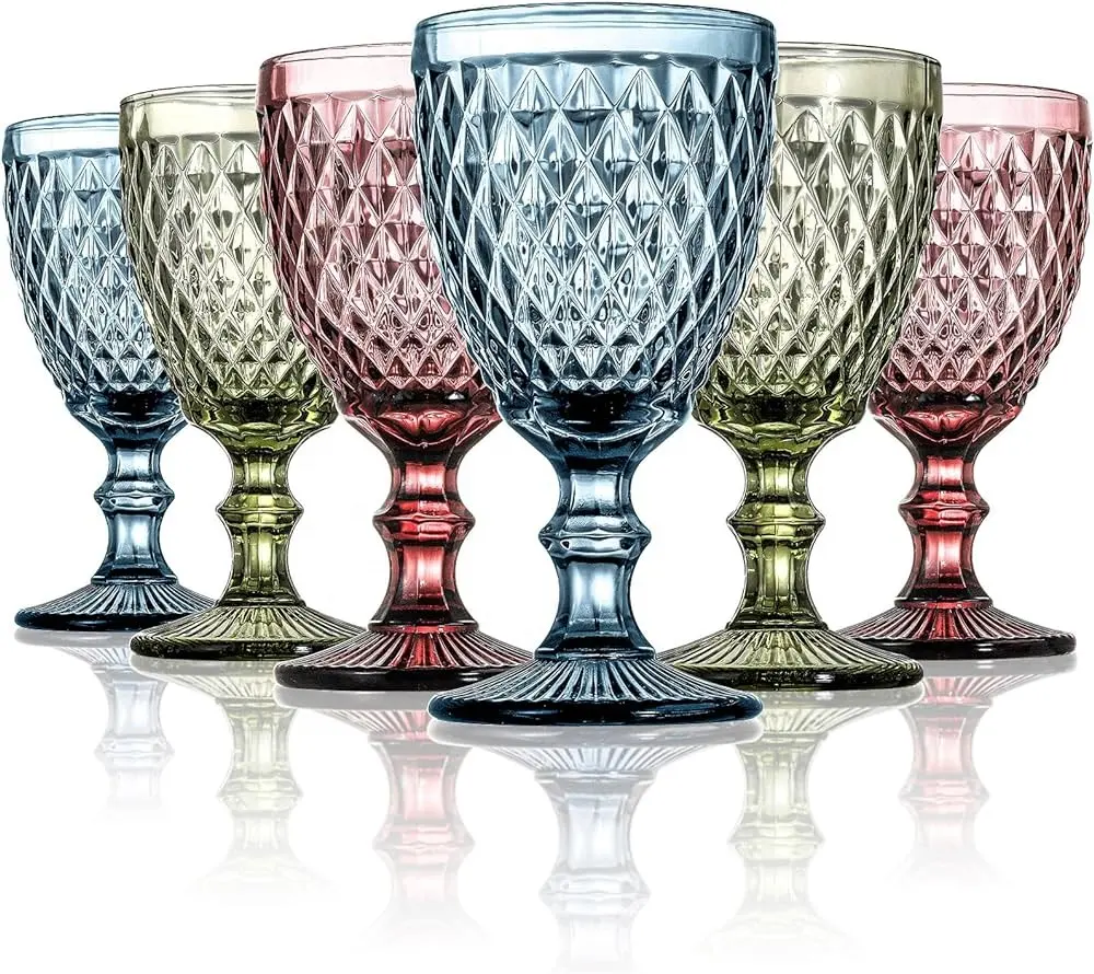 Taças vintage clássicas de cristal para festas de casamento em relevo