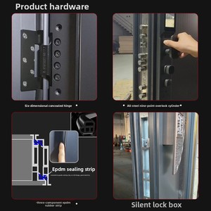 Puerta de Entrada Inteligente Antirrobo de Aluminio Fundido, Moderna y Minimalista para Villa, con Combinación de Doble Puerta y Marco de Aluminio - Product Image 5