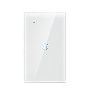 Para Tuya EE. UU. Interruptor de alimentación de luz de pared inteligente estándar 1 Gang Panel de vidrio táctil de un solo polo WIFI + BLE <span class=keywords><strong>Alexa</strong></span> Control de voz 10A para <span class=keywords><strong>Hom</strong></span> - Product Image 1
