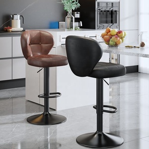 Ergonomic Tufted <b>Bar</b> Modern <b>Stool</b> Adjustable Height <b>Swivel</b> Counter <b>Stool</b> with Backrest for Kitchen Island Home <b>Bar</b> - Product Image 3