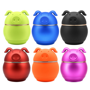 Broyeur à tabac manuel portable HERO, design moderne en forme de cochon, avec poignée en caoutchouc, 4 couches, en aluminium lisse – Meilleure vente - Product Image 1