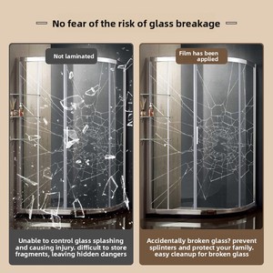 Film <span class=keywords><strong>de</strong></span> sécurité transparent anti-explosion auto-adhésif pour vitres domestiques, fenêtres et portes coulissantes <span class=keywords><strong>de</strong></span> salle <span class=keywords><strong>de</strong></span> bain - Product Image 4