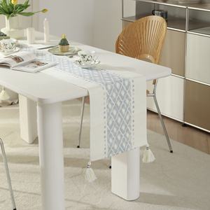 Nuovo stile fattoria Design moderno all'ingrosso fiore <span class=keywords><strong>Runner</strong></span> Wedding tavolo festa stampa di fiori di lusso cotone intrecciato <span class=keywords><strong>Runner</strong></span> - Product Image 5