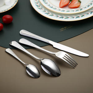 مجموعة بيع بالجملة أدوات مائدة من الفولاذ المقاوم للصدأ بتصميم ملوكي أدوات مائدة لشوكة الحلوى سكين سمك سائبة مطابخ تقديم طعام قابلة لإعادة الاستخدام معدنية - Product Image 4