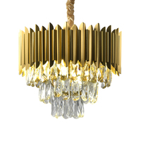 Or mariage luxe cristal plafond Style moderne salon grand hôtel Lustre lustres LED cristal pendentif lumière