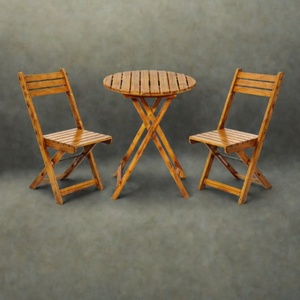 Ensemble bistrot en bois d'acacia confortable et durable, portable, trois pièces, table et chaises de patio, jardin extérieur, balcon, hôtels, appartements - Product Image 4