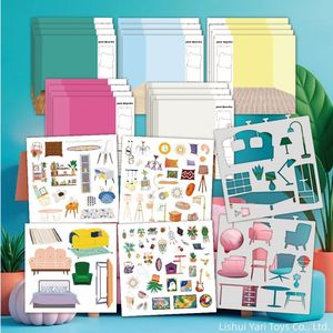 Libro de Actividades de Pegatinas 3D para Niños, Decoración del Hogar, Diseño de Interiores, Pegatinas Reutilizables para Colorear, Miniaturas para Habitaciones Interiores - Product Image 2