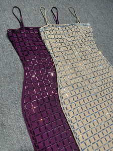 Abito Lungo Elegante Senza Spalline con Cristalli di Lusso, Vestito da Sera Scintillante con Perline per Donna - Product Image 4