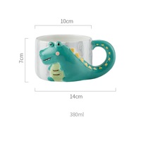 Vente en gros 380ml Cartoon Crocodile Tasse en céramique-Tasse de voyage design animal de grande capacité pour les fêtes et la maison