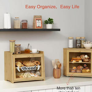 Caja <span class=keywords><strong>de</strong></span> Pan <span class=keywords><strong>de</strong></span> Bambú Esquinera para Ahorrar Espacio, 2 Niveles, Gran Capacidad, Contenedor <span class=keywords><strong>de</strong></span> Almacenamiento <span class=keywords><strong>de</strong></span> Alimentos con Ventana Transparente para <span class=keywords><strong>Cocina</strong></span> - Product Image 4