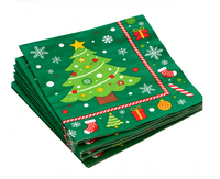 Serviettes en papier jetables sur le thème de l'arbre de Noël vert, décoration de fête de Noël, serviettes jetables sur le thème de l'arbre de Noël vert en gros
