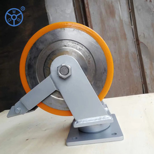WBD Twin wheel 1/2/3 <span class=keywords><strong>ton</strong></span> industrial Super <span class=keywords><strong>heavy</strong></span> <span class=keywords><strong>duty</strong></span> pu Núcleo de Aço Forjado carga 5 toneladas roda do rodízio com freio - Product Image 4