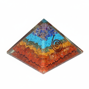 Wholesale Agate Natural Gemstone <b>Crystal</b> <b>Chips</b> Orgone Seven Chakra Layered Pyramid with Copper Coil Feng Shui for Sale - Product Image 2