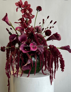 BF-DR01-<span class=keywords><strong>1</strong></span> Fiori Artificiali Vintage Rosso Scuro, Ortensie e Calla dal Tocco Realistico per Matrimoni, Feste, Eventi, Decorazioni ad Arco e Allestimenti - Product Image 1