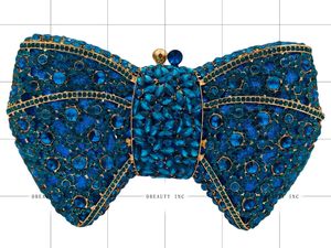 Sac de soirée vintage pour femme avec nœud floral et cristaux, pochette à strass étincelants, fermeture magnétique, chaîne détachable - Product Image 3