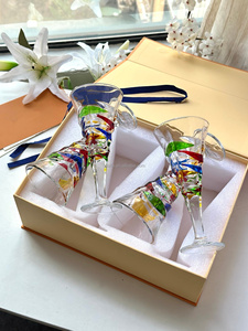 Juego de Copas de Vino Tinto de Lujo al por Mayor, Copas de Cristal para Boda, Juego de Copas de Vino Tinto Esmaltadas en Rojo - Product Image 3