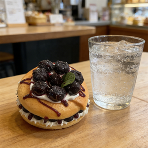 Blueberry <b>Cream</b> Bagel Model 9cm Plastic Artificial Eco-Friendly Breakfast Sandwich <b>Cream</b> Decorative Prop Cafe <b>Window</b> Display - Product Image 5