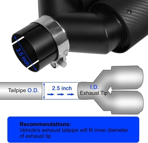 Terminale di <span class=keywords><strong>Scarico</strong></span> Universale a Y in Fibra di Carbonio con Doppia Uscita Blu Bruciato per Accessori Modifica Auto - Product Image 5