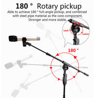 Support de microphone professionnel en métal sur trépied réglable pour enregistrement et karaoké