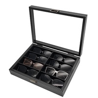 Boîte de rangement vintage en bois de noyer pour lunettes avec 6 et 8 compartiments, étui de présentation multiple pour lunettes de vue pour femmes et hommes