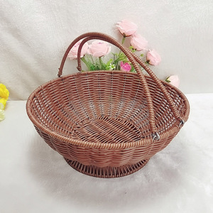 Cesta de frutas tejida redonda de 2.0-3.0 L con asa, hecha a mano, para almacenamiento en la cocina. - Product Image 1