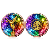 Monnaie de défi Libertad Angel en cuivre fin .999 de 5 oz, plaquée or, avec relief 3D coloré effet cristal, pièce de collection, offre spéciale