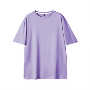 T-shirts basiques unis pour hommes, logo personnalisé, coupe ajustée, blanc, respirant, décontracté, pour la gym, doux, confortable, 100% coton, violet uni - Product Image 1