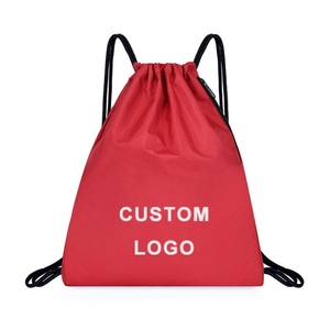 Sac à dos à cordon de serrage en nylon polyester 210D, personnalisé avec logo OEM, étanche, pour voyage, promotionnel, pas cher, pour chaussures et équipement de sport - Product Image 1