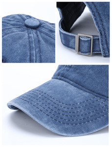 Bán buôn Chất lượng cao cổ điển Twill bông mũ bóng chày tùy chỉnh thêu logo axit rửa đau khổ denim CHA mũ - Product Image 2