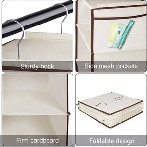 Wholesale 6-Layer Custom Logo Rectangle Wardrobe Storage Bag Hanging Organizer <b>Hooks</b> Non-Woven Fabric Folding for Clothes Sewing - Product Image 3