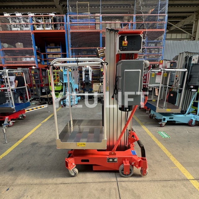 High Safety Single Mast Aluminum Alloy Aerial Platform with Outrigger Interlock for Maintenance
