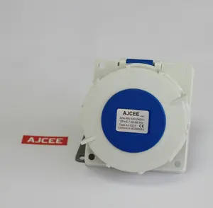 AJCEE NEW TYPE 3231 3P 2P+E 32A IP67 industrial panel mounted angle socket and plug with CE CB CCC