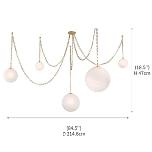 Lámpara de Araña de Alabastro <span class=keywords><strong>Swag</strong></span> Chain, Decoración de Lujo para Sala de Estar de Villa, Lámpara Colgante de Globo Drapeado de Latón, Lámpara de Alabastro Legacy - Product Image 4