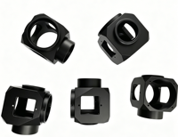 Boîtier optique en aluminium anodisé noir usiné CNC sur mesure par électroérosion à fil, cube de montage de précision pour objectif de caméra