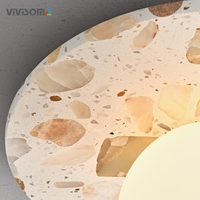 Lampe de plafond en terrazzo style mi-siècle crème CM38069, design G9 en cuivre de haute qualité pour l'éclairage des halls, couloirs, balcons et passages