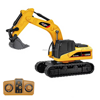 Mini-excavatrice télécommandée en alliage à 8 canaux, échelle 1/64, pour enfants, 2,4 G, double mode, camions de construction RC avec éclairage
