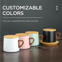 Mug en acier inoxydable de 280 ml avec poignée en bois et couvercle anti-poussière, couleur personnalisable, base concave antidérapante, facile à nettoyer