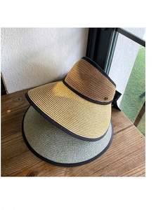 Chapeau de soleil de plage pliable à large bord et dessus ouvert, protection UV, en paille, pour femme, visière d'été - Product Image 4