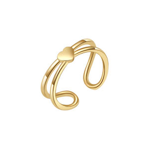 Gold Plated Adjustable <b>Ring</b> Set Heart Zircon Geometric <b>Stack</b> <b>Rings</b> Beach Wedding Party Jewelry Gift For Women - Product Image 2