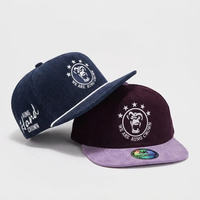 Topi Baseball Snapback 5 Panel Tanpa Struktur Bahan Corduroy Dua Warna Profil Rendah Custom Bordir Pinggiran Datar untuk Pria Wanita