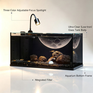 Aquarium de bureau carré tout-en-un avec filtre intégré, projecteur zoomable 3 couleurs, verre ultra-clair à faible teneur en fer, nano-aquarium vivant - Product Image 2
