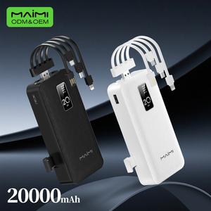 <span class=keywords><strong>Batterie</strong></span> <span class=keywords><strong>externe</strong></span> Maimi <span class=keywords><strong>20000mAh</strong></span> avec 4 câbles intégrés, chargeur portable, support de téléphone, lumière LED pour smartphone - Product Image 1