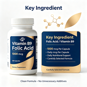 แคปซูลกรดโฟลิก 1000mcg วิตามินบี9 อาหารเสริมโฟเลตสำหรับสตรีมีครรภ์ อาหารเสริมบำรุงก่อนคลอด - Product Image 3