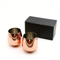 560ml Lebensmittelechter 304 Edelstahl Kupfer Stiellos Weintumbler Becher Set 2 Langlebige Umweltfreundliche Luxus Moscow Mule Tassen für Zuhause