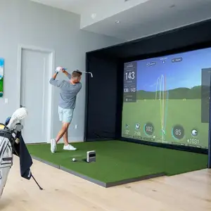 Home indoor enclosure virtual golf hitting mat high end impact screen launch monitor club 3d skytrak golf simulator system