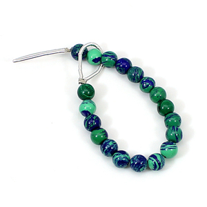 อะซูไรต์ มาลาไคต์ธรรมชาติ ทรงกลมขนาด 3.10 นิ้ว คาโบชอง 5 มม. น้ำหนัก 13.45 กะรัต ร้อยเป็นเส้นสำหรับทำเครื่องประดับ - Product Image 1