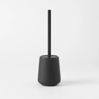 Ensemble d'accessoires de salle de bain noir mat avec distributeur de savon Porte-brosse de toilette Porte-savon Tumbler